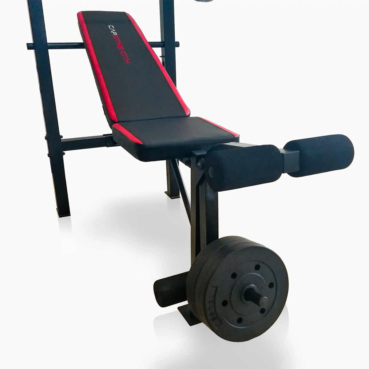 Adjustable Weight Bench with Rack and 90 lb Vinyl Weight Set W513