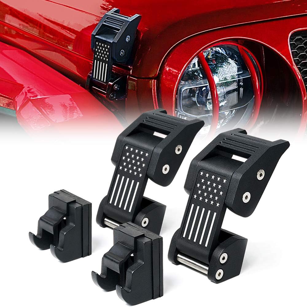 Aluminum Red Hood Latches Catch Kit Compatible with Jeep Wrangler JK JL Gladiator JT - 1 Pair O43819