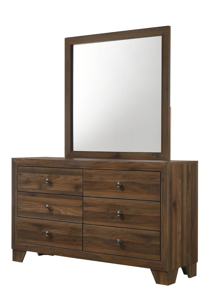 6Pc King Size Panel Bed Dresser Mirror Nightstand Chest Set Cherry Finish L170
