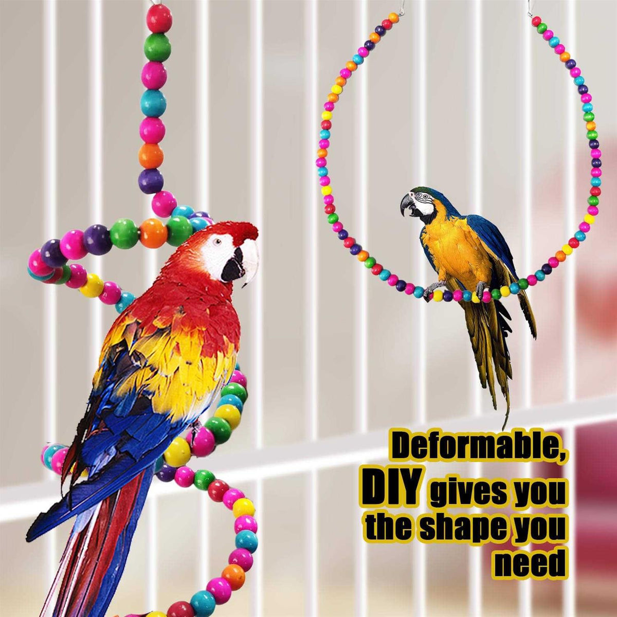 7 Pcs Colorful Bird Toys with Hammock Swing Ladders Mirror Bell Perch P852492