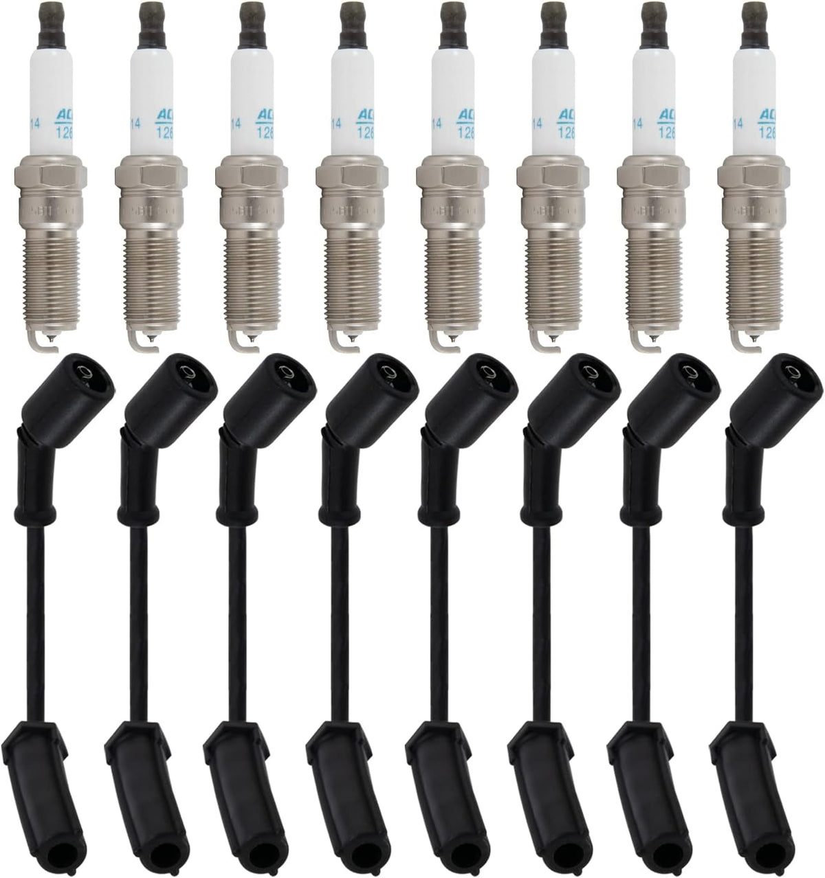 8x Spark Plug Wires & 41-114 Spark Plugs Set, Pack of 2 Z951861