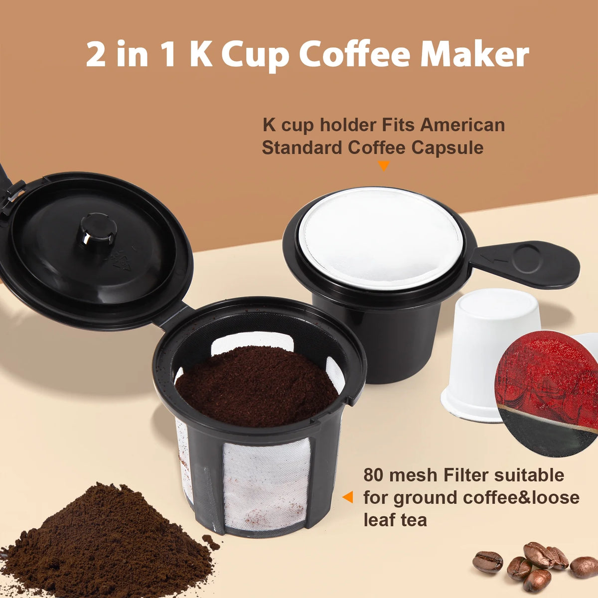 2 in 1 K Cup Coffee Maker with Single Travel Cup S791