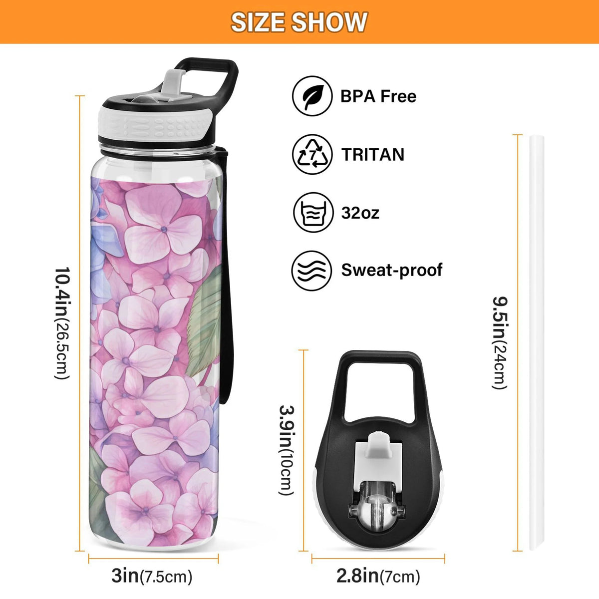 32oz Tritan Leakproof Clear Water Bottle with Straw Z12296