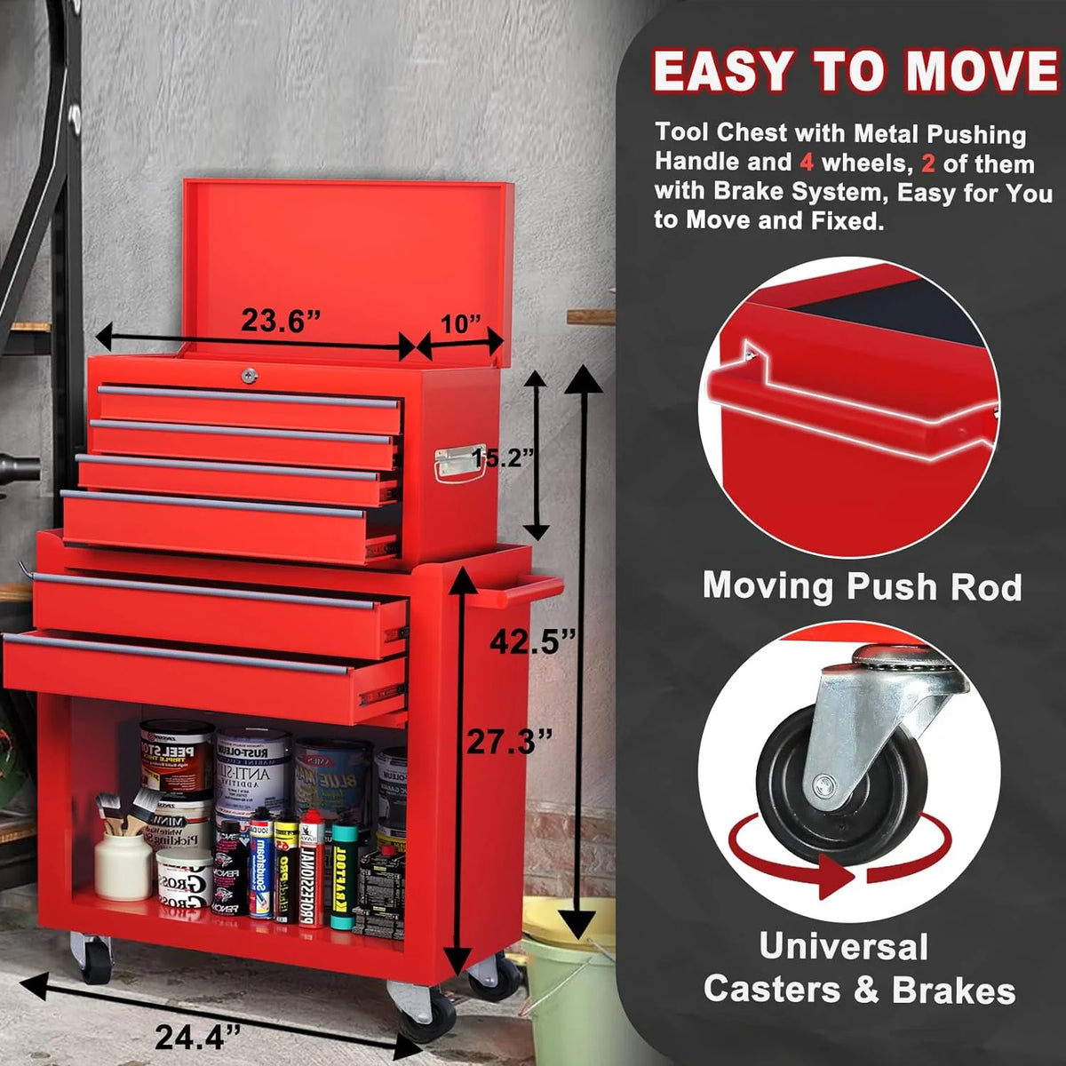 9 Drawer Rolling Tool Chest Black W256