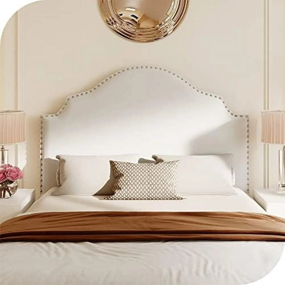 Beige Queen Size Upholstered Tufted Headboard W800