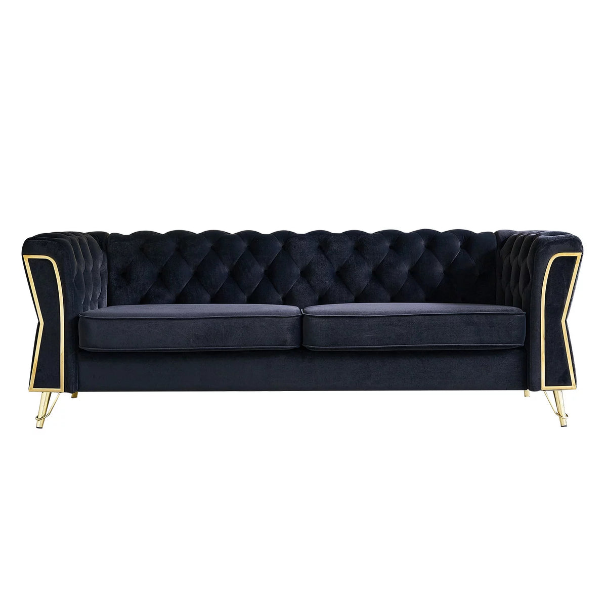 Black Tufted Velvet Sofa K2192