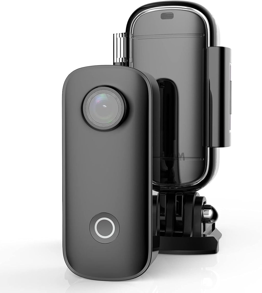 Small Action Camera 1080P 30FPS Waterproof WiFi 15MP Wearable Accessories Black Pack of 2 Z349126