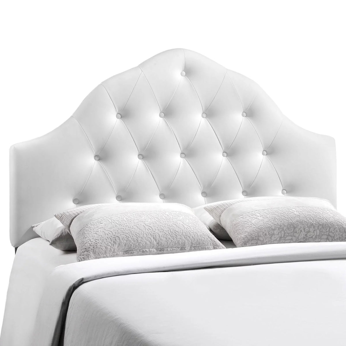 Full Size White Faux Leather Vinyl Headboard T92127