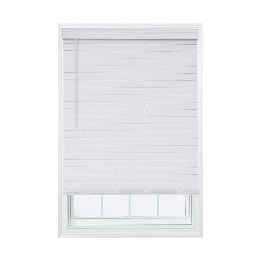 Cordless White Faux Wood Room Darkening Horizontal Blinds Y662