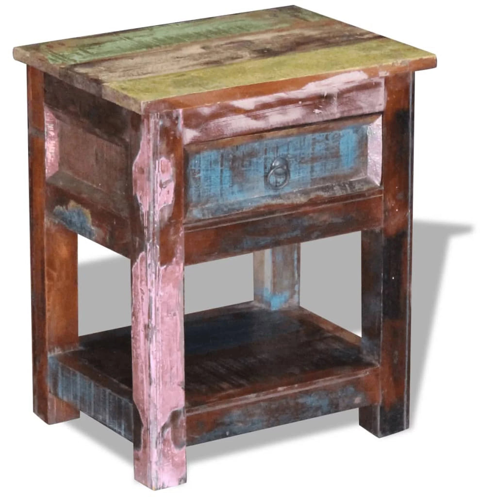 Solid Reclaimed Wood Side Table with 1 Drawer Q669