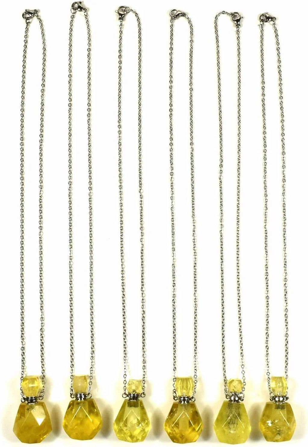 33Mm Golden Citrine Carved Bottle with Stainless Steel Chain H5732