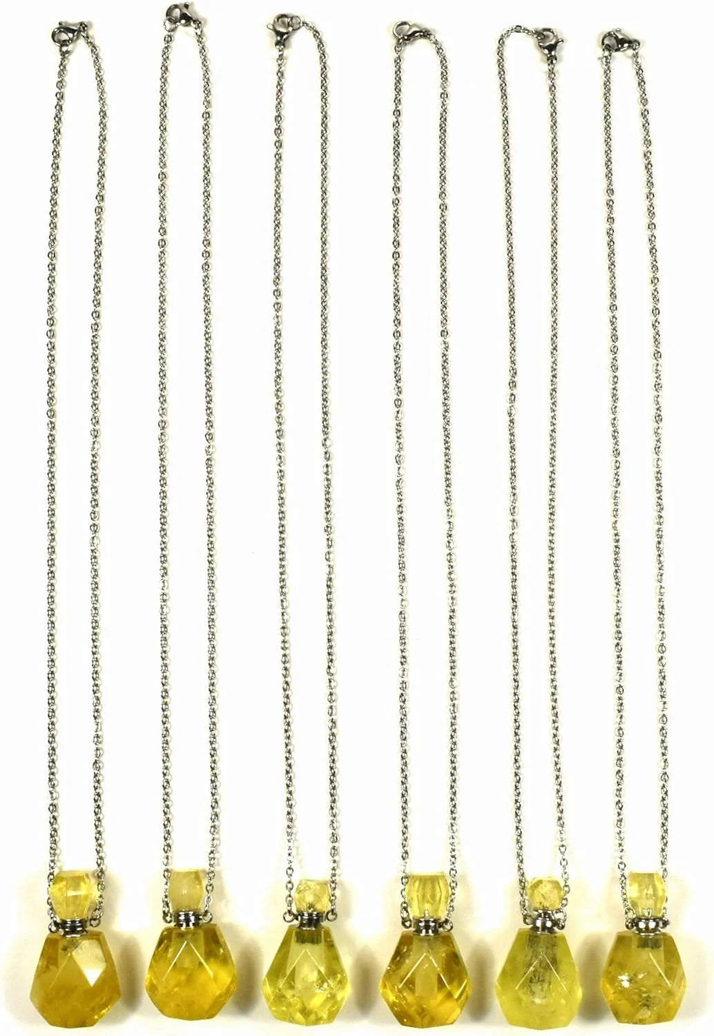33Mm Golden Citrine Carved Bottle with Stainless Steel Chain H5732