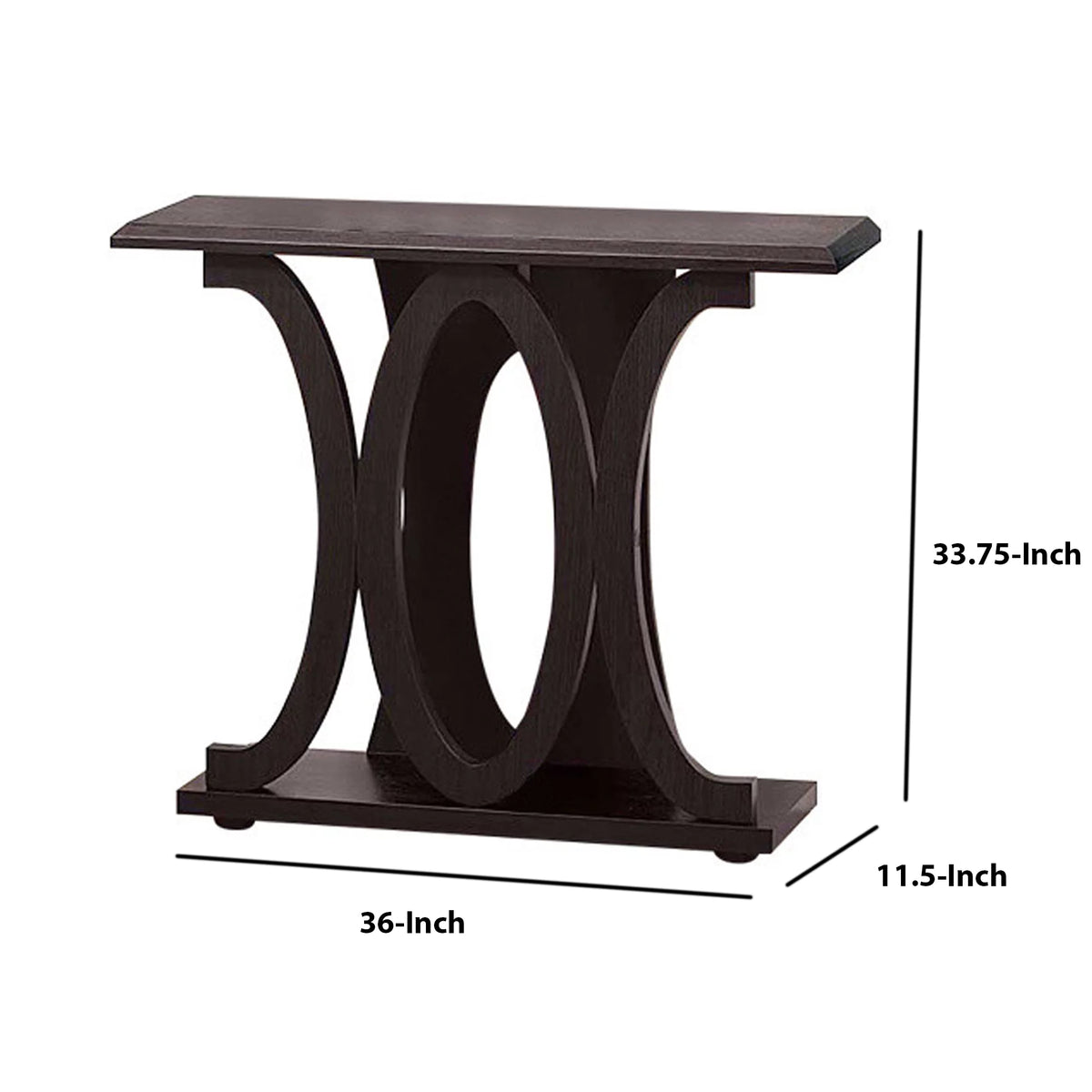 Dark Brown Console Table with Base Shelf V3544