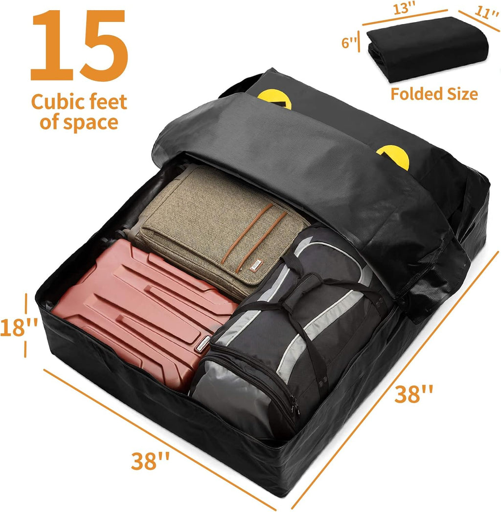 15 Cubic ft Waterproof Roof Cargo Bag with Anti-Slip Mat and 6 Heavy-Duty Straps B89756