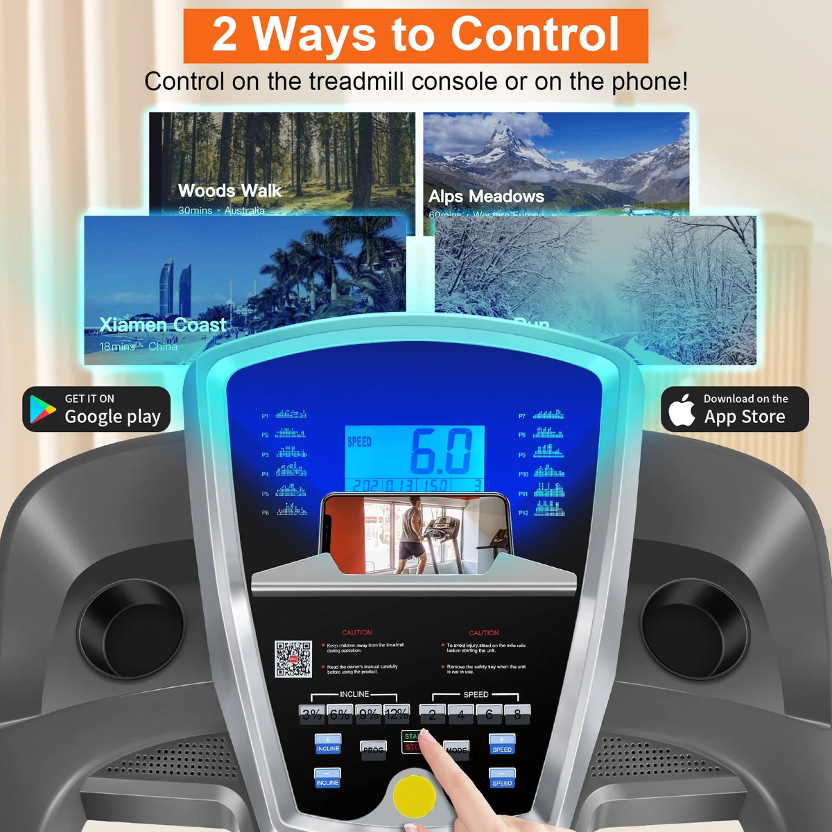 Electric Treadmill with 15-Level Auto Incline E65118