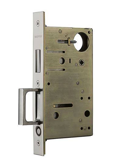 Pocket Door Lock with Pull, Satin Brass/Black K615011