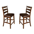 Brown Wood and PU Ladder Back Barstool Set of 2 J7204