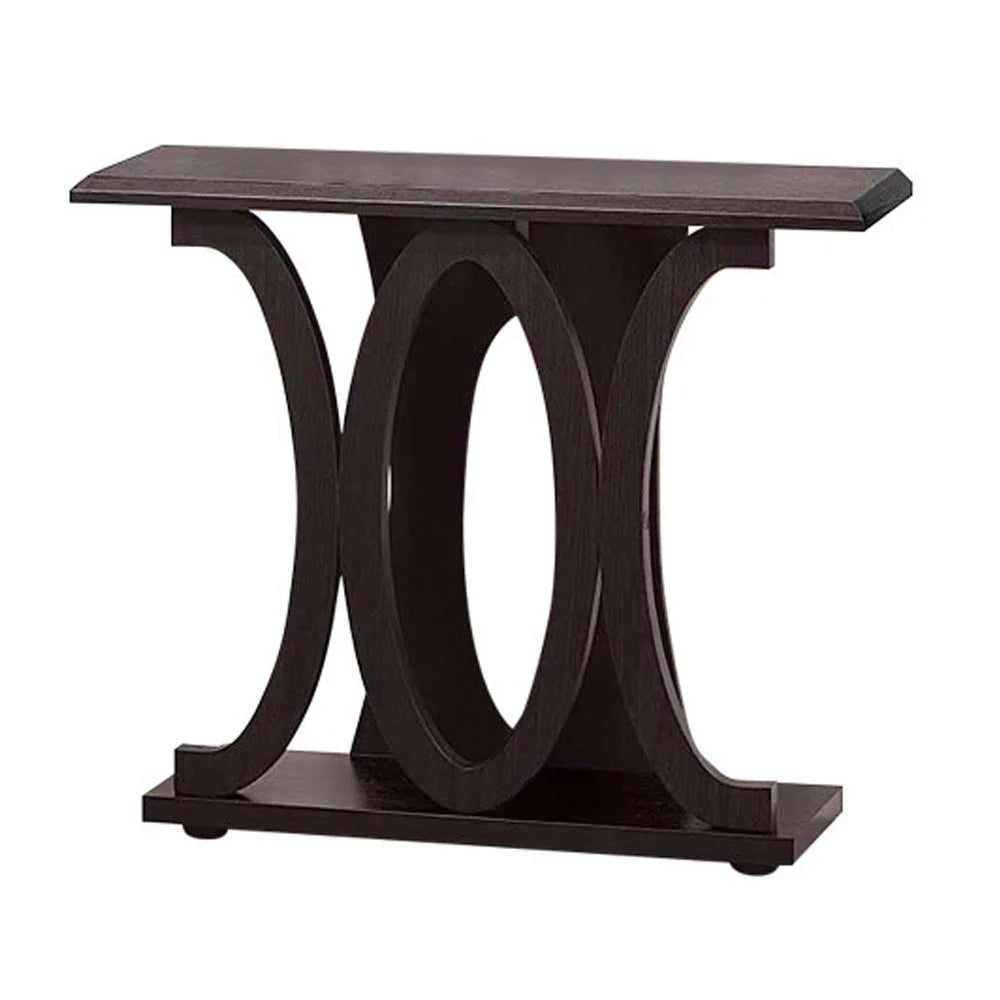 Dark Brown Console Table with Base Shelf V3544