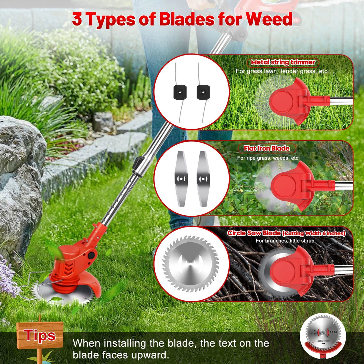 Cordless Electric Grass Trimmer & Edger 6 inch 3-in-1 Y97214