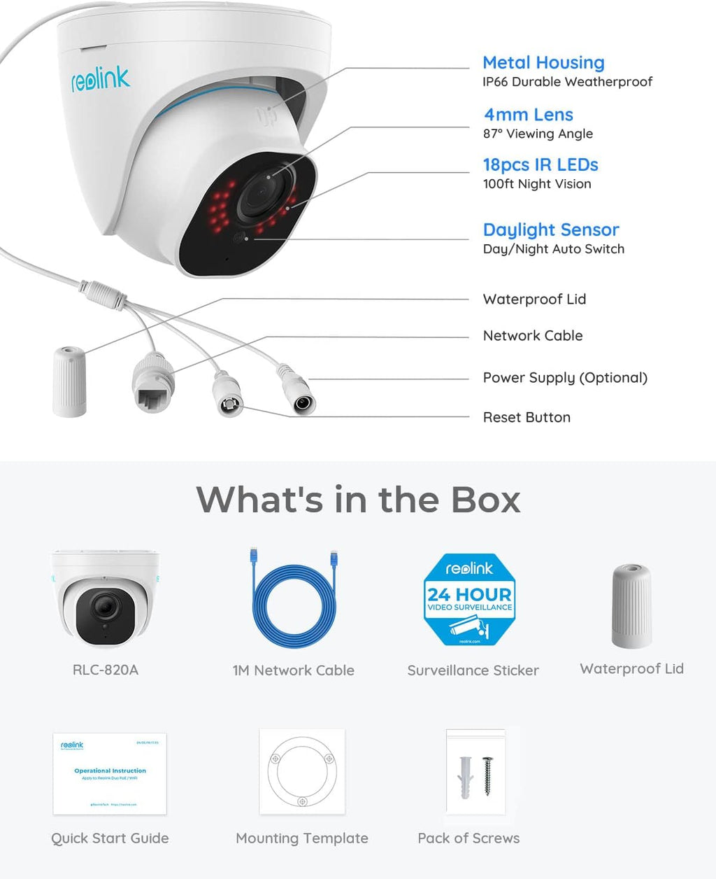 4K Outdoor PoE Dome Surveillance Camera (Pack of 2) J55701