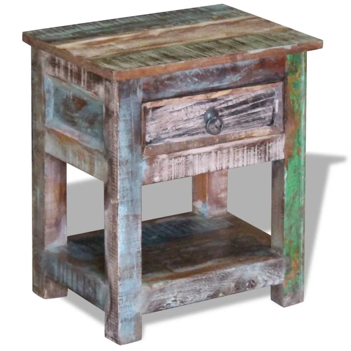 Solid Reclaimed Wood Side Table with 1 Drawer Q669
