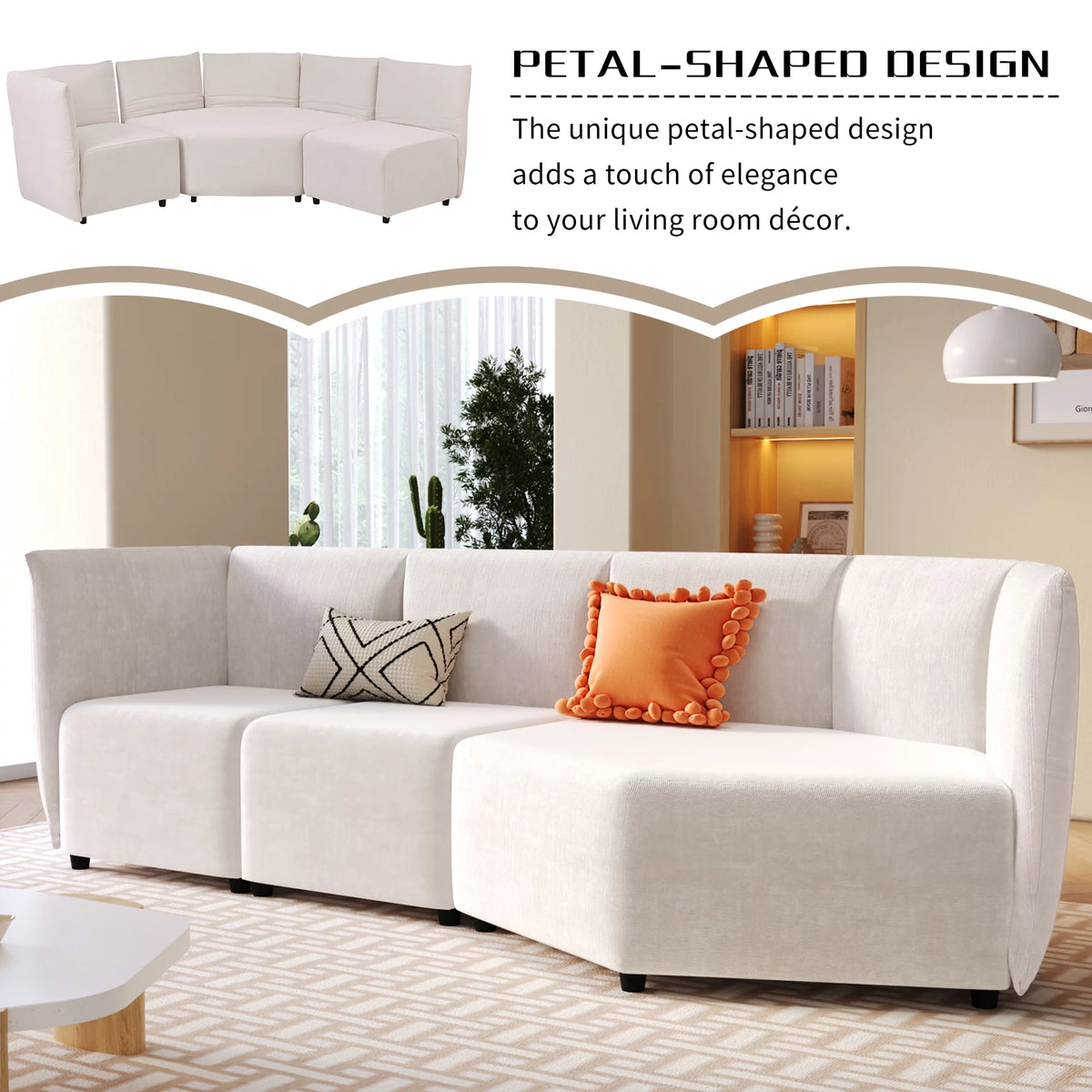 Beige 3 Seater Polyester Sofa Q96330