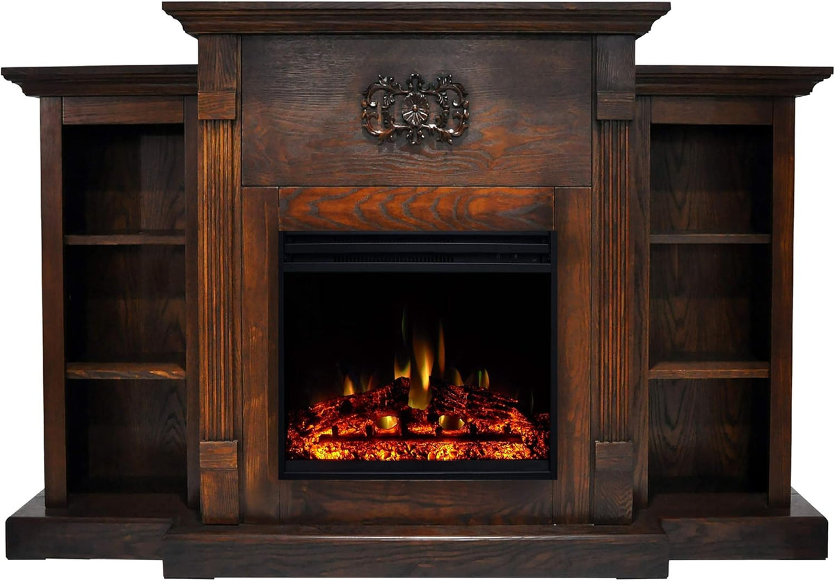 Electric Fireplace with White Mantel and Remote C681166