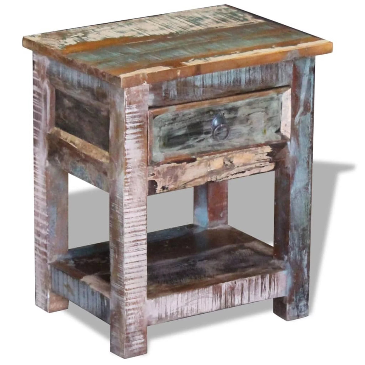 Solid Reclaimed Wood Side Table with 1 Drawer Q669