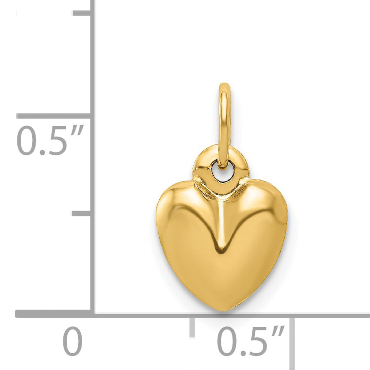 14K Yellow Gold Polished Puffed Heart Pendant Charm with 10K Yellow Gold Rope Chain Necklace 20'' H54096