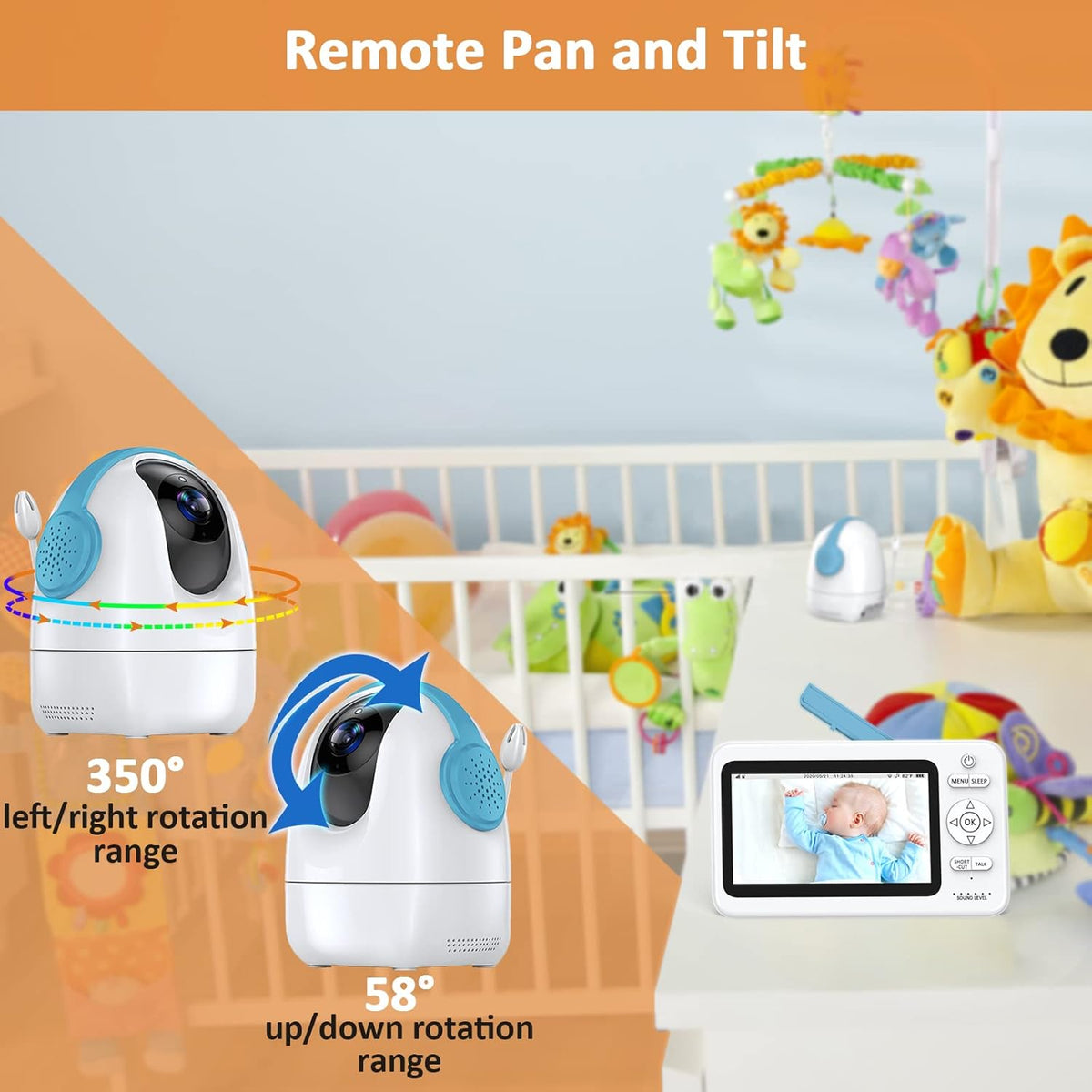 5-inch 720p 2.4Ghz Digital Wireless Video Baby Monitor with Camera and Audio U7072