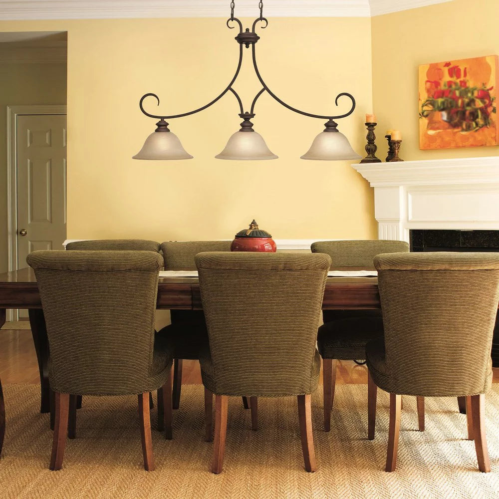 3 Light Linear Pendant with Marbled Glass X10237