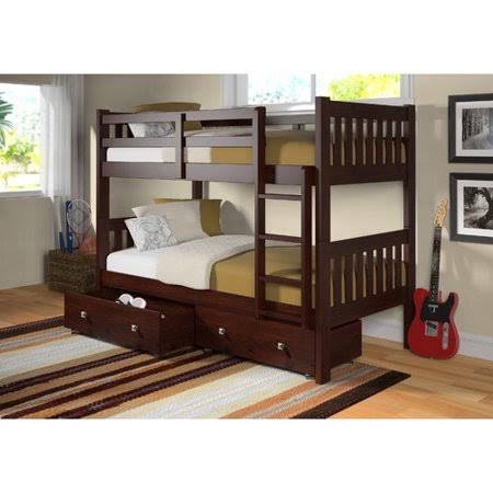 Twin Over Twin Bunk Bed with Storage J488769